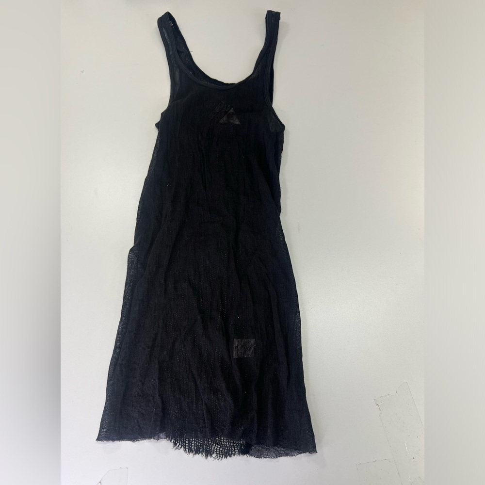 Seneca Rising Black Crochet Mesh Net Tank Cover Up Tunic Dress Size XS